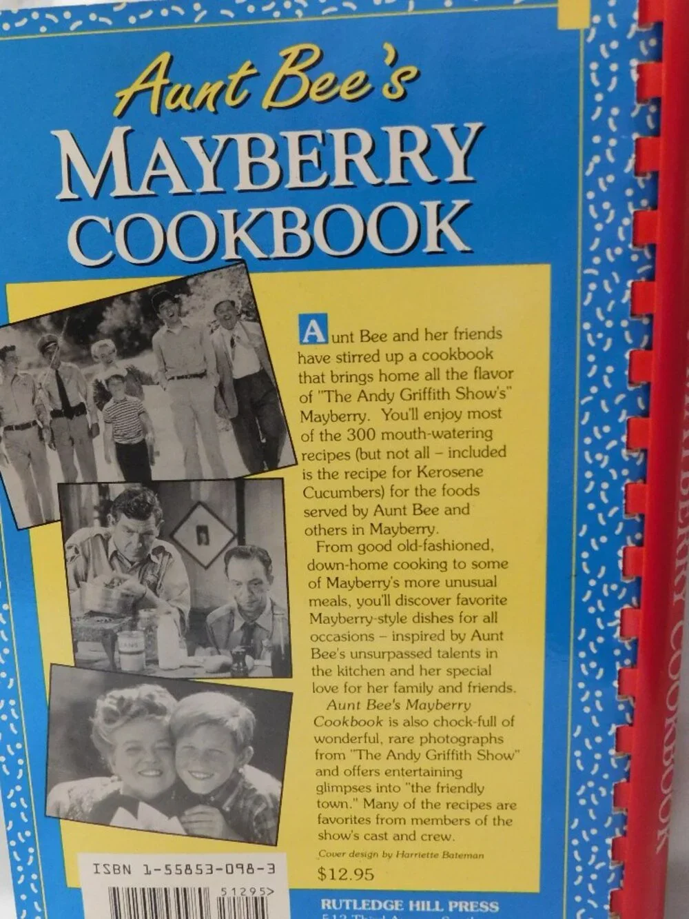 Aunt Bee's Mayberry Cookbook Vintage 1991 Spiral Bound Vintage
